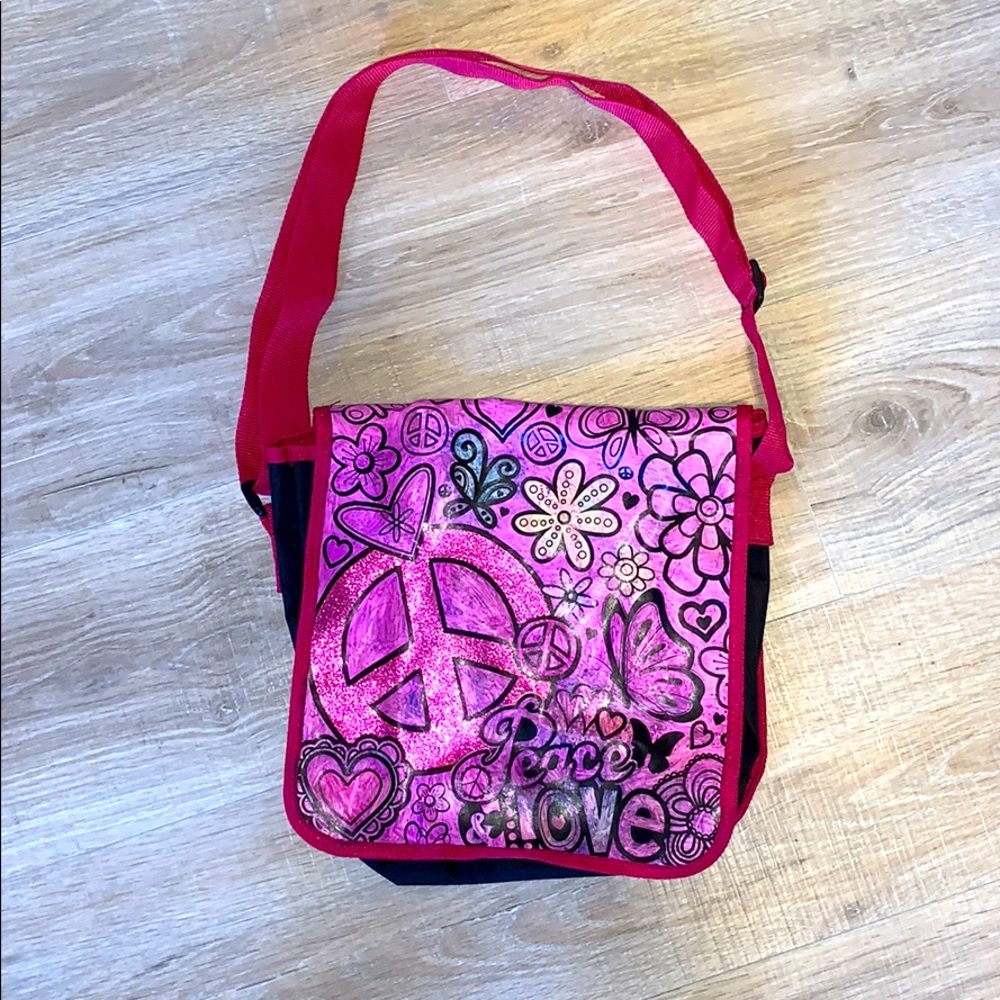 Horizon peace & love shoulder school book bag